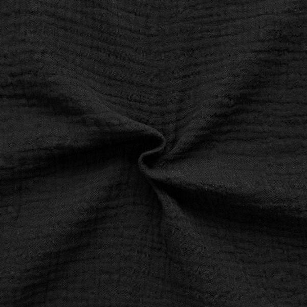 Bomullsmuslin Double Gauze – 130 cm - Svart - Enfärgat bomullstyg, Bomullstyg, Tyger