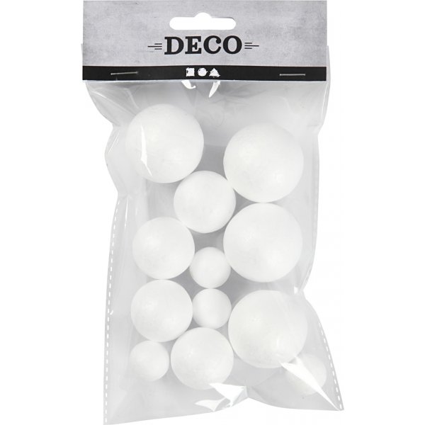 Kulor av frigolit - vit - Ø20+30+40 mm - 12 st Kulor av frigolit - vit - Ø20+30+40 mm - 12 st
