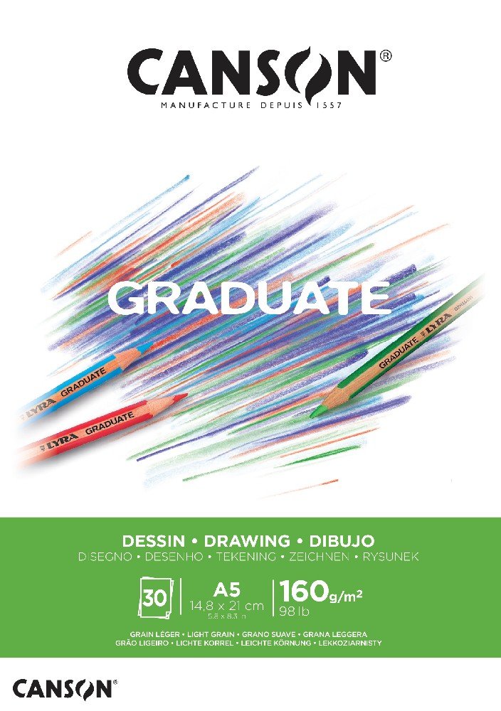 Graduate Skitseblok 160 g 30 ark - A5 - Tegneblok, Blok