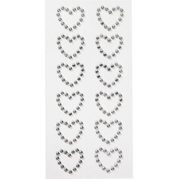 Rhinestonshjärtan - silver - 12 st Rhinestonshjärtan - silver - 12 st