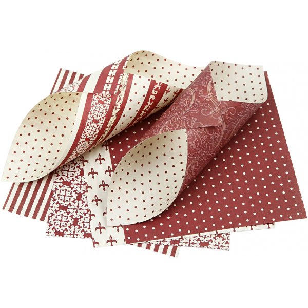 Origamipapper - röd/vit - 15 x 15 cm - 50 ark Origamipapper - röd/vit - 15 x 15 cm - 50 ark