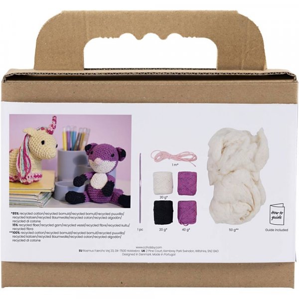 DIY kit amigurumi r�v sort og blomme - 1 pakke.