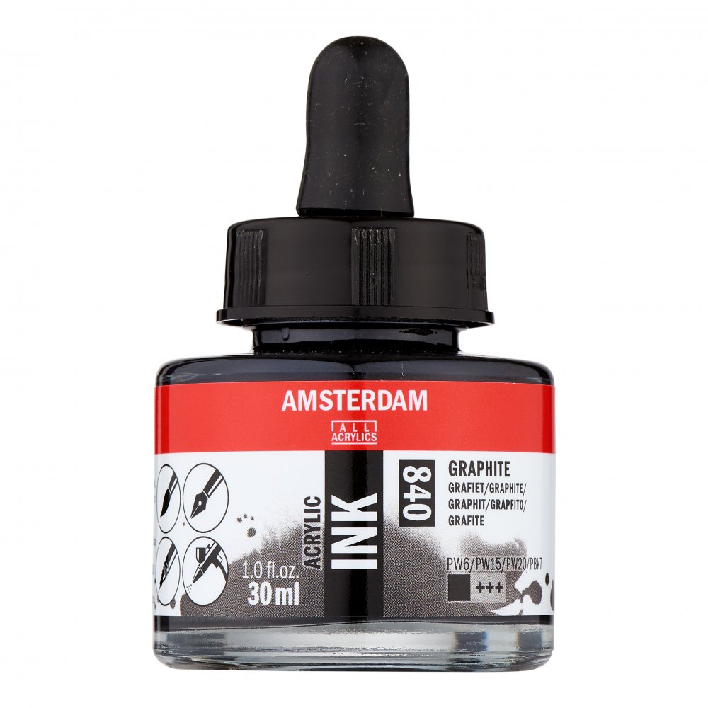 Akryltusch Amsterdam 30 ml - Graphite - Tusch & Blæk, Kunstnerfarver