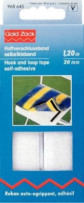Selvklæbende Velcrobånd 20 mm Hvid 1,2 m - Velcro, Knapper & fastgørelsesmidler, Sytilbehør