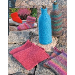Strikkeopskrift - Filtgrydelapper, flaskevarmere/klere og sokker