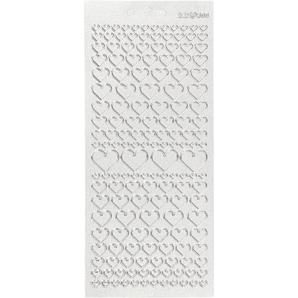 Klistermærker hjerter 10x23 cm sølv - 1 ark Klistermærker hjerter 10x23 cm sølv - 1 ark