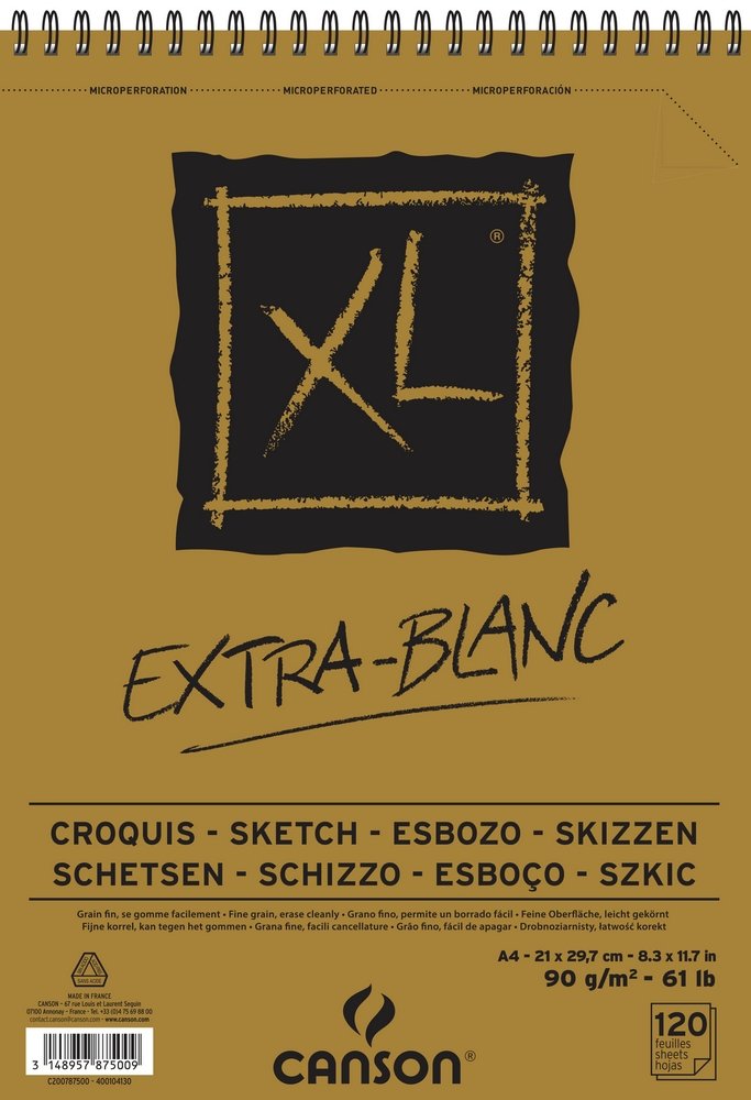 Canson XL Extra-Blanc 90 g - A4 - Skitseblok, Blok