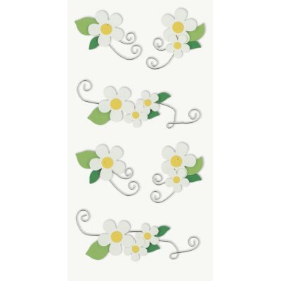 Klistremerkemiks - Blomster - hvit