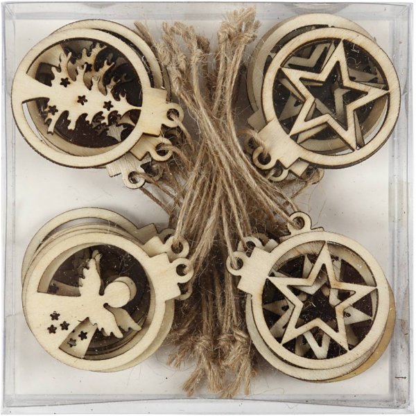 Träornament - jultema - 24 st Träornament - jultema - 24 st