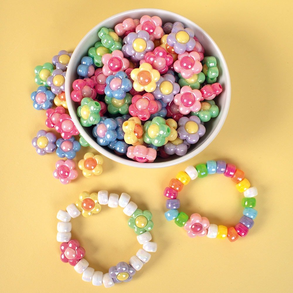 Perler blomster 16 mm - 200 stk - Plastperler, Håndverk