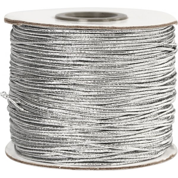 Elastiskt snöre 1 mm - silver metallic - 100 m Elastiskt snöre 1 mm - silver metallic - 100 m