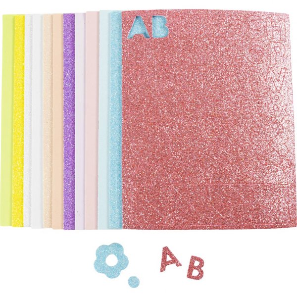 Dekorgummi Soft Foam Ark 14x25 cm 2 mm Pastellf�rger 12 st