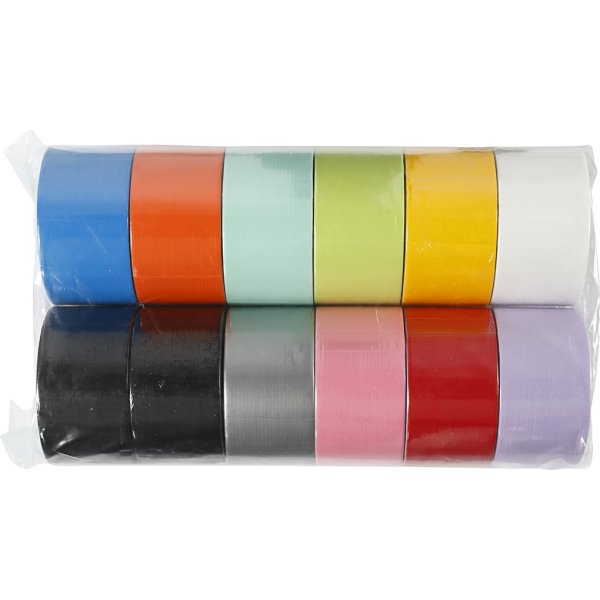 Gaffatejp - mixade färger - 12 x 5 m Gaffatejp - mixade färger - 12 x 5 m