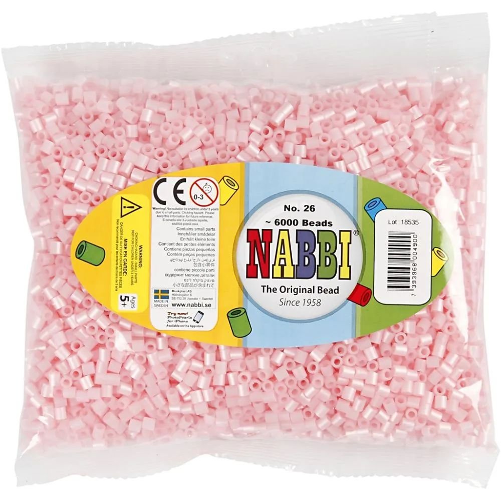 NABBI Tube Beads - Pink Mother of Pearl (32259) - 6000 stk. - Rørperler, Perler & perleplader, Håndværk