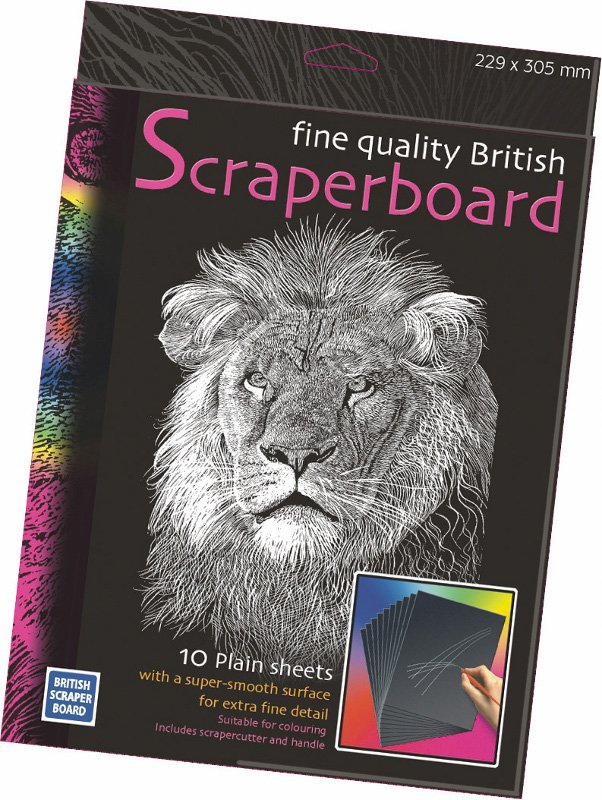 Scratch Carton sort med ridse kniv - 305x229mm - Skrabekunst, Malersæt