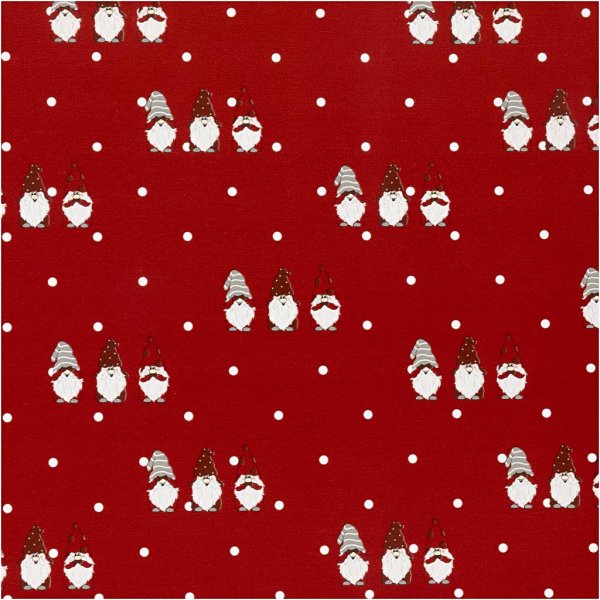 Presentpapper - röd - Skandinavisk tomtenisse - 5 m Presentpapper - röd - Skandinavisk tomtenisse - 5 m