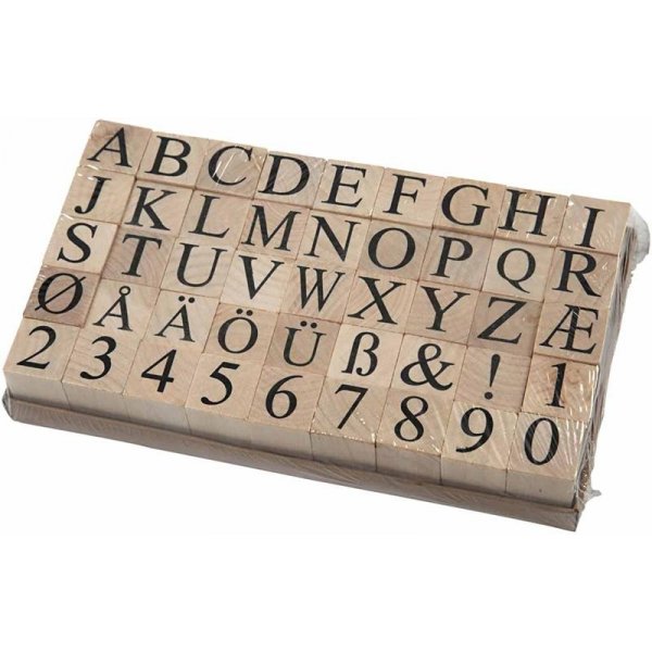 Stämplar - bokstäver och siffror - 20 x 20 mm - 45 st Stämplar - bokstäver och siffror - 20 x 20 mm - 45 st