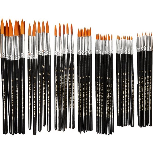 Gold Line-penslar - nr. 1+2+4+8+12+18+22 - runda - 7 x 12 st Gold Line-penslar - nr. 1+2+4+8+12+18+22 - runda - 7 x 12 st