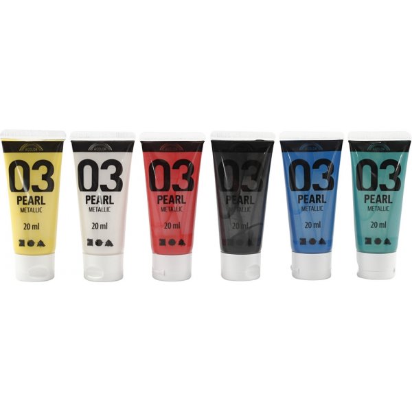 Skolfärg Akryl - Metallic - standardfärger - metallic - 6 x 20 ml Skolfärg Akryl - Metallic - standardfärger - metallic - 6 x 20 ml