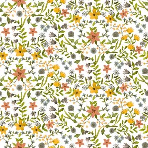 Vaxduk med L�vblom motiv - Terracotta