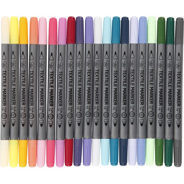Textiltuschpennor - kompletterande färger - 20 st Textiltuschpennor - kompletterande färger - 20 st