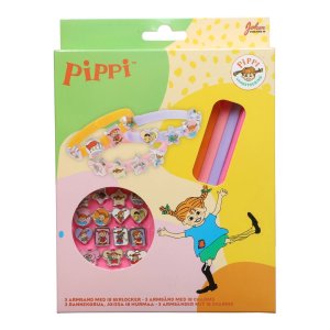 Armbandset Pippi L�ngstrump - 3 armband med 18 berlocker