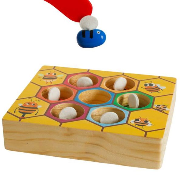 Montessori spel Bikupa med bin i trä 16,5 x 13,5 cm - Inkl. pincett Montessori spel Bikupa med bin i trä 16,5 x 13,5 cm - Inkl. pincett