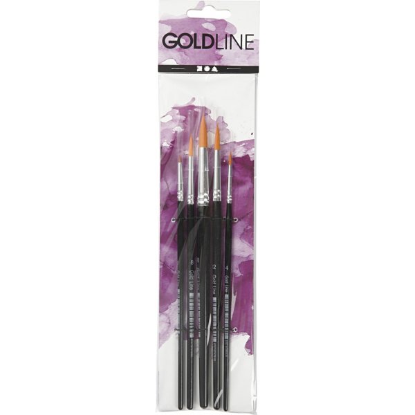 Gold Line-penslar - nr. 1+4+8+12+18 - runda - 5 st Gold Line-penslar - nr. 1+4+8+12+18 - runda - 5 st