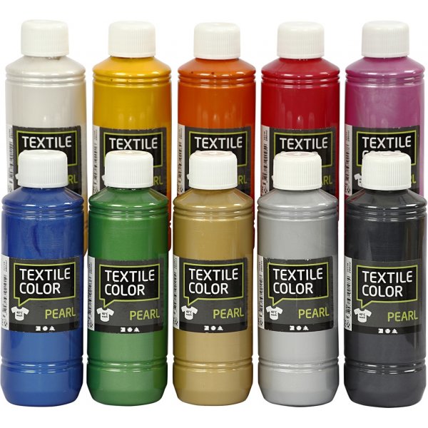 Textile Color - mixade färger - pärlemor - 10 x 250 ml Textile Color - mixade färger - pärlemor - 10 x 250 ml