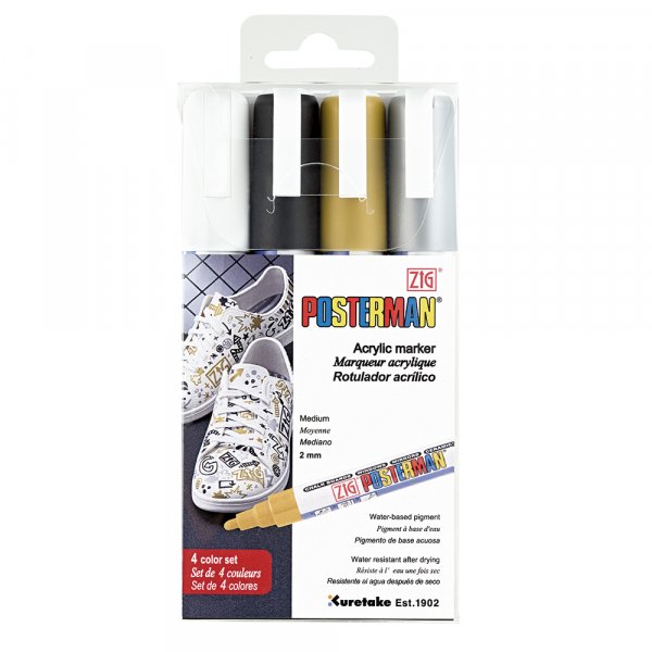 Markeringspen ZIG Posterman PMA-30 2mm 4 stk.