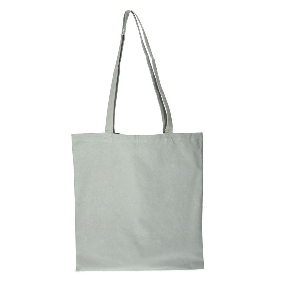 Bomuldstaske med lange hanke 38x42 cm - grå - Tekstilartikler, Dekorationsrammer, Hobbymateriale, Håndværk