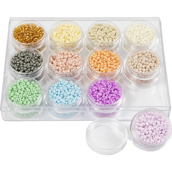 Rocaillepärlor - pastellfärger - 12 x 17 g Rocaillepärlor - pastellfärger - 12 x 17 g