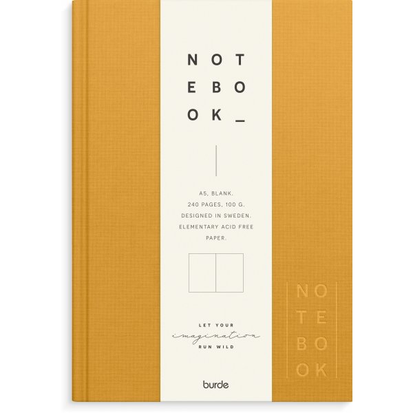 Notesbog tekstil sennep A5 ulinjeret Notesbog tekstil sennep A5 ulinjeret