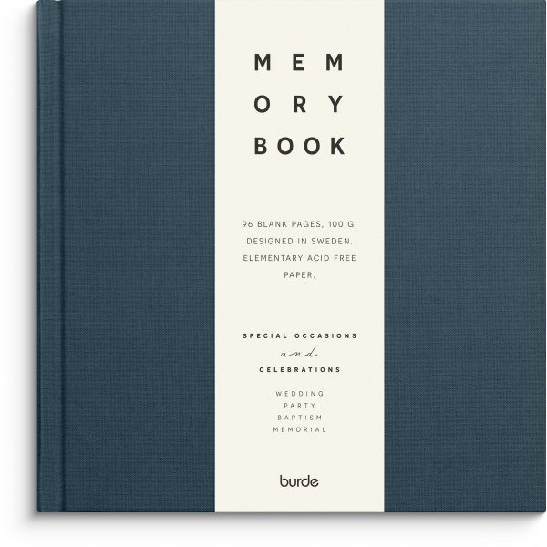 Memory book tekstil uforet m�rkebl� uforet