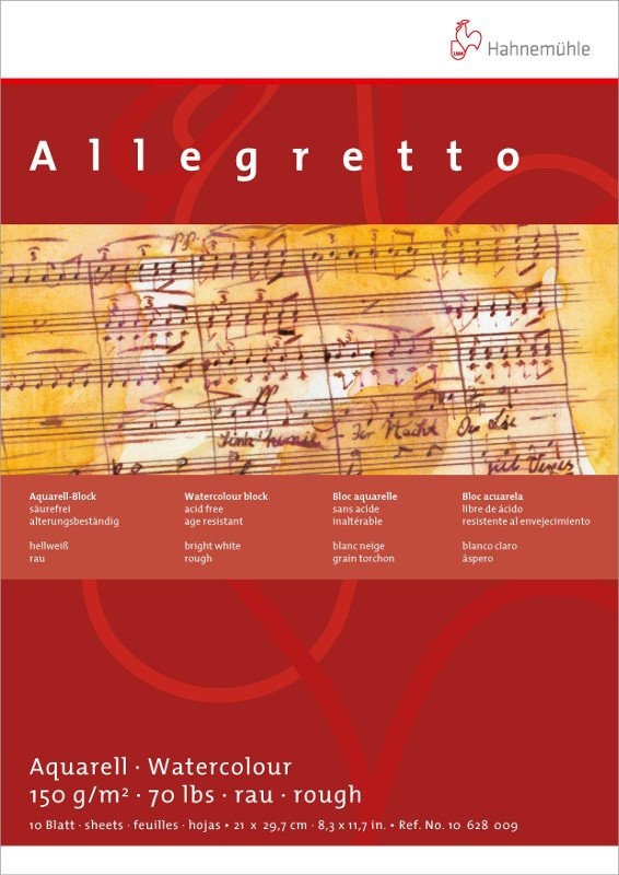 Akvarelblok Hahnemühle Allegretto 150 g Fin-Grov - 21,0x29,7 cm - Akvarelpapir, Blok
