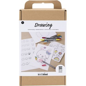 DIY Kit Draw - pastelfarver - Blandede figurer