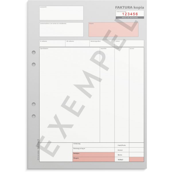 Faktura - A4 - med 2 kopior - numrerade
