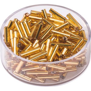 Glasp�rlor bohemiska rocaille 9 x 2 mm, guld