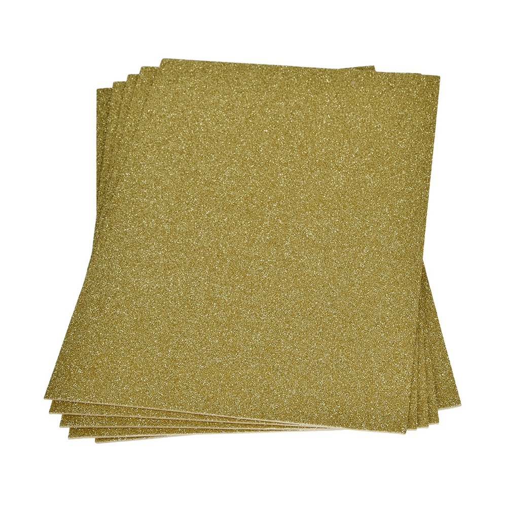 Ark av Gummifoam med glitter 200x300x2mm - gull - Skumgummiark, Dekorgummi, Dekorativt materiale, Hobbymateriale, Håndverk
