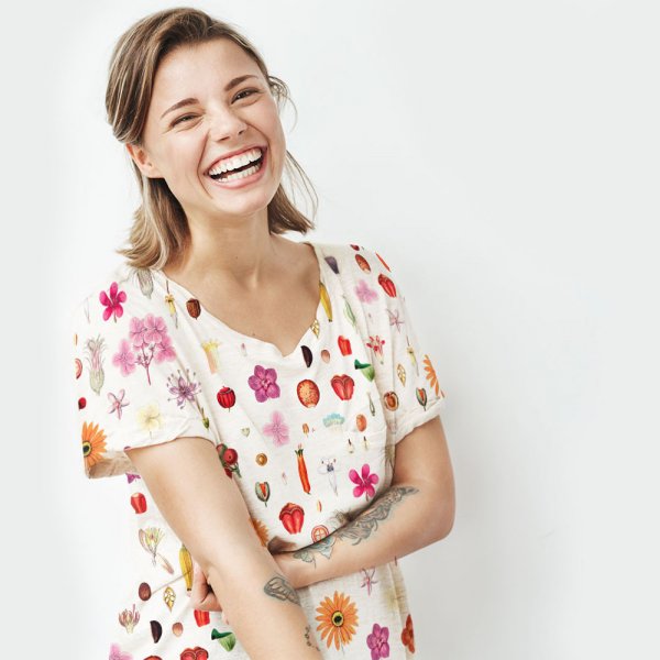 Mönstrad Trikå 150 cm - Frön Och Blommor Vit Mönstrad Trikå 150 cm - Frön Och Blommor Vit