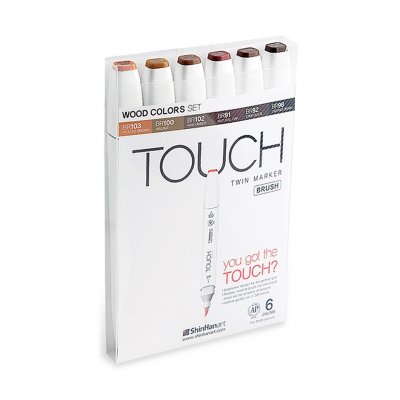 Touch Twin Brush Marker 6st - Wood Colors