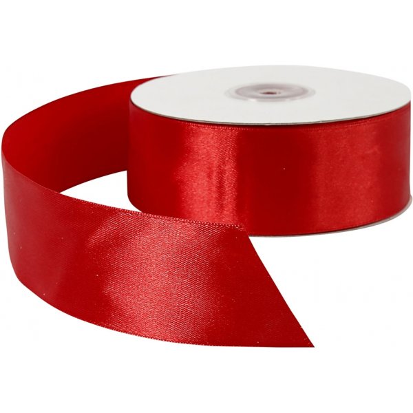 Satinband - röd - B38 mm - 50 m Satinband - röd - B38 mm - 50 m