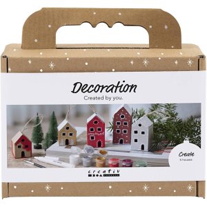 DIY-sæt Dekorative huse Julefarver 5-pak DIY-sæt Dekorative huse Julefarver 5-pak
