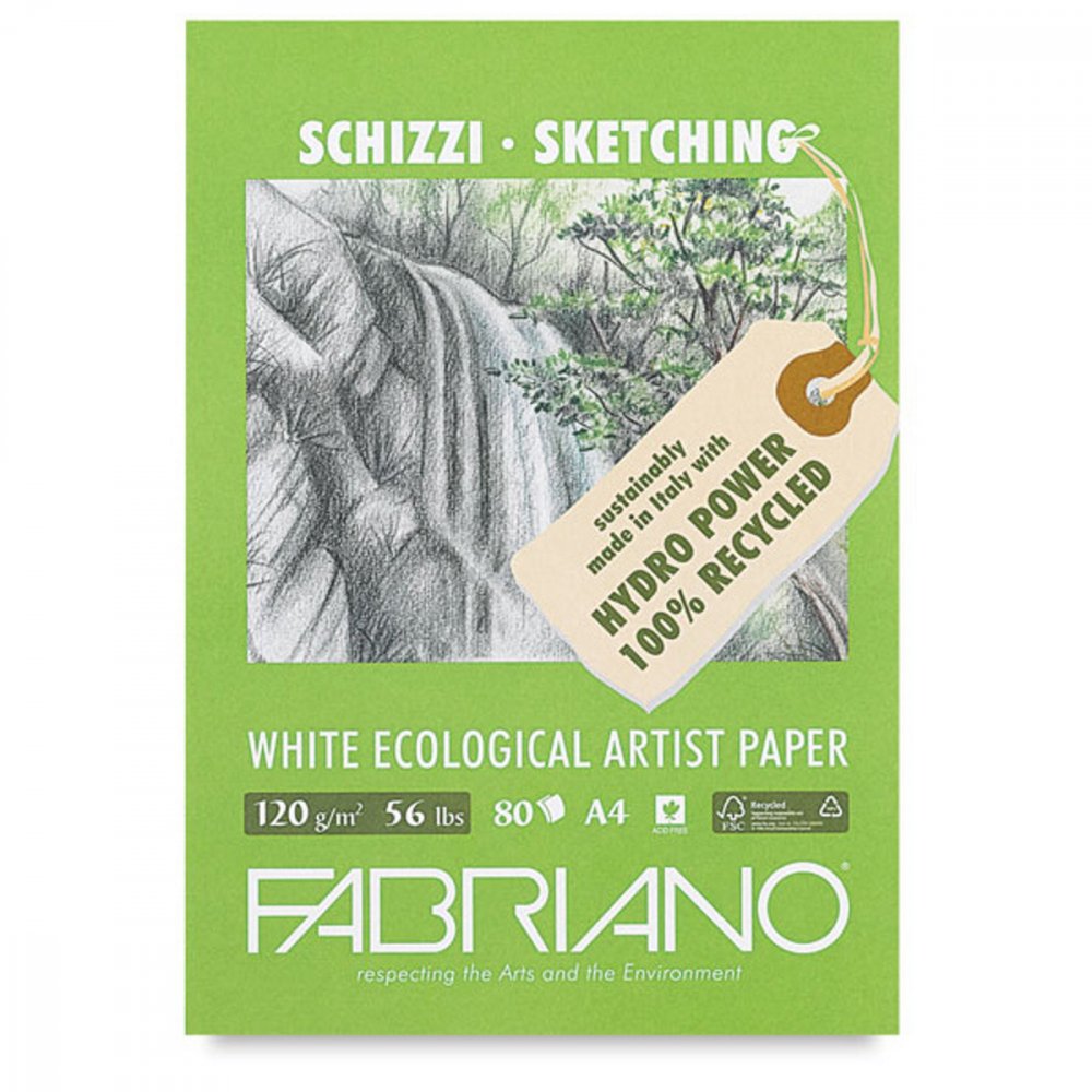 100% vitt ekologiskt papper - 25-pack - ark - Skisspapper 120 gram 50 x 65 cm - Ritblock, Block