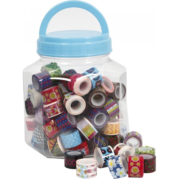 Mönstrad tejp - mixade färger - 90 x 2 m Mönstrad tejp - mixade färger - 90 x 2 m