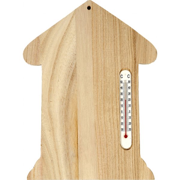 Trähus med termometer Trähus med termometer