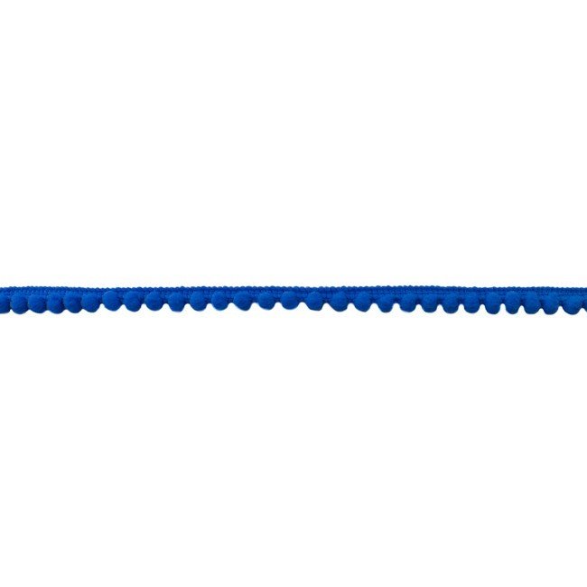 Dekorbånd - Pom Pom - Mini - Koboltblå - Kuglefrynse, Snor, Tekstilbånd & snor