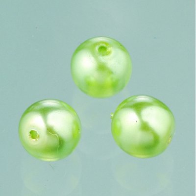 Glaspärlor vax lyster 6 mm - ljusgrön 40 st.
