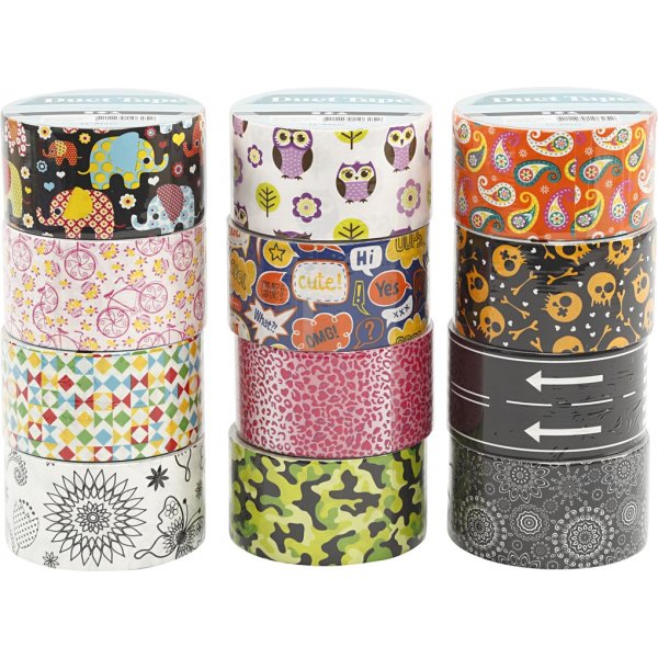Gaffatejp - mönster - mixade färger - 12 x 5 m Gaffatejp - mönster - mixade färger - 12 x 5 m