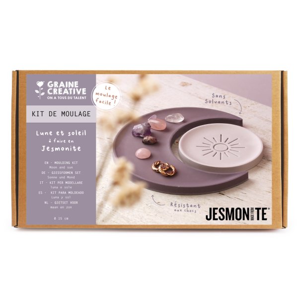 Jesmonite-set med sol- och månfat i lila nyanser Jesmonite-set med sol- och månfat i lila nyanser